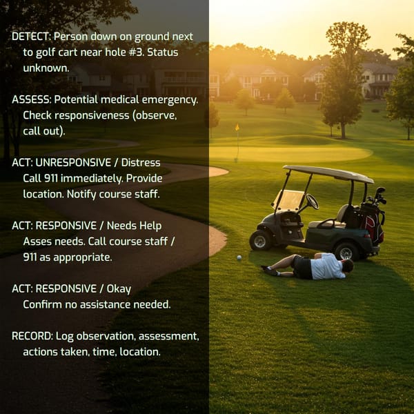 Autonomous security patrol with scene-understanding AI offers assistance.