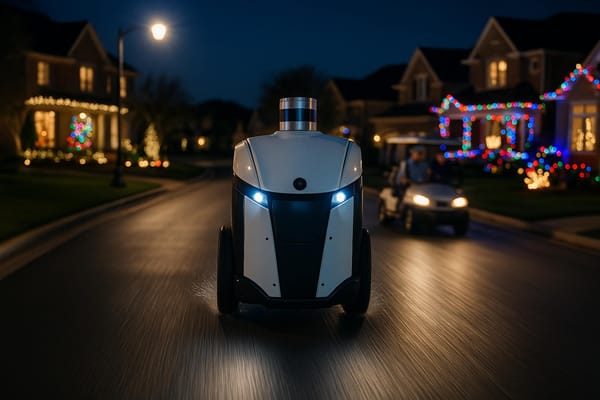 Level-4 Autonomous Security Robot patrolling at night